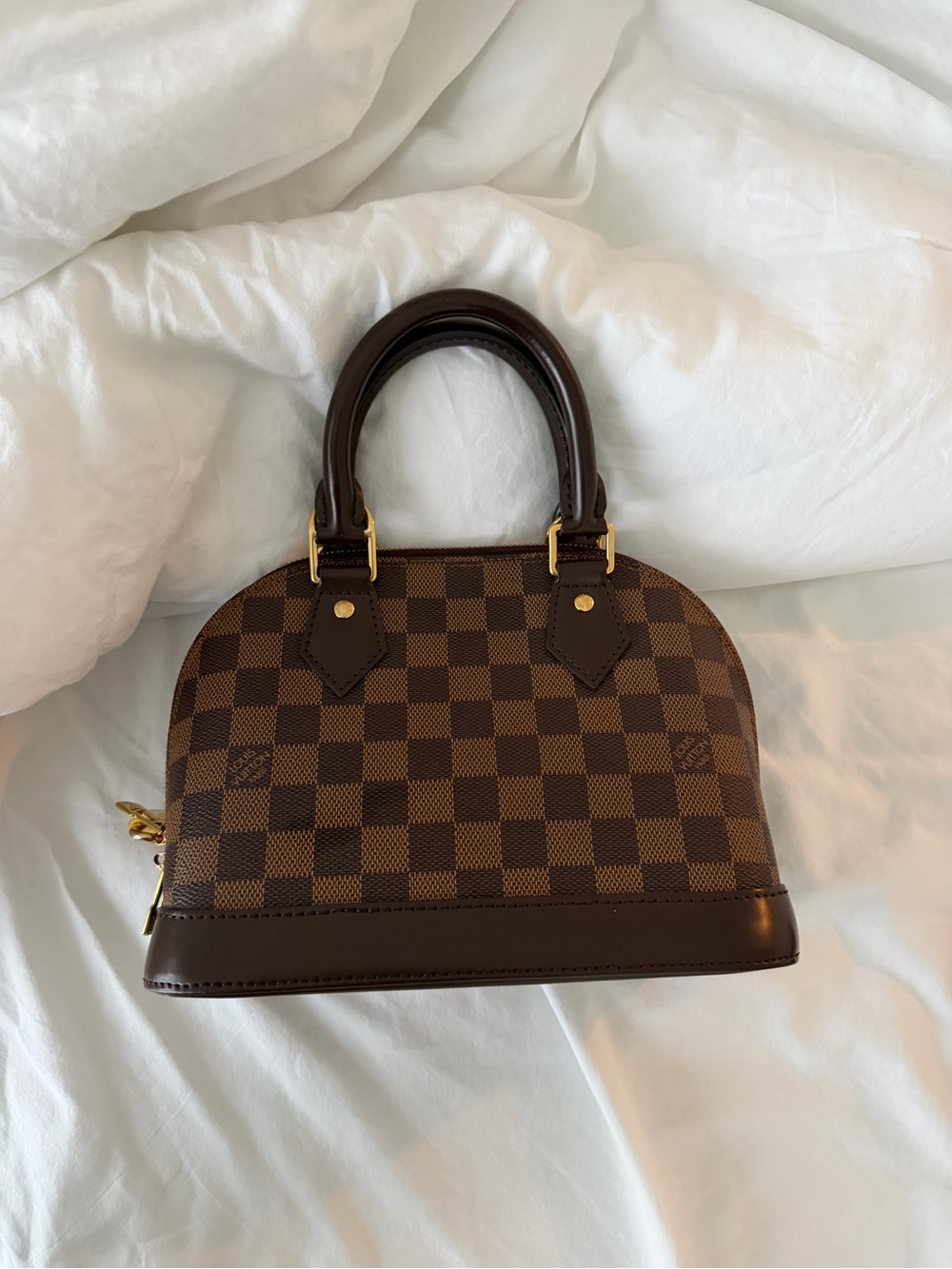 Louis Vuitton Brown Damier Ebene Mini Bag with Gold Hardware